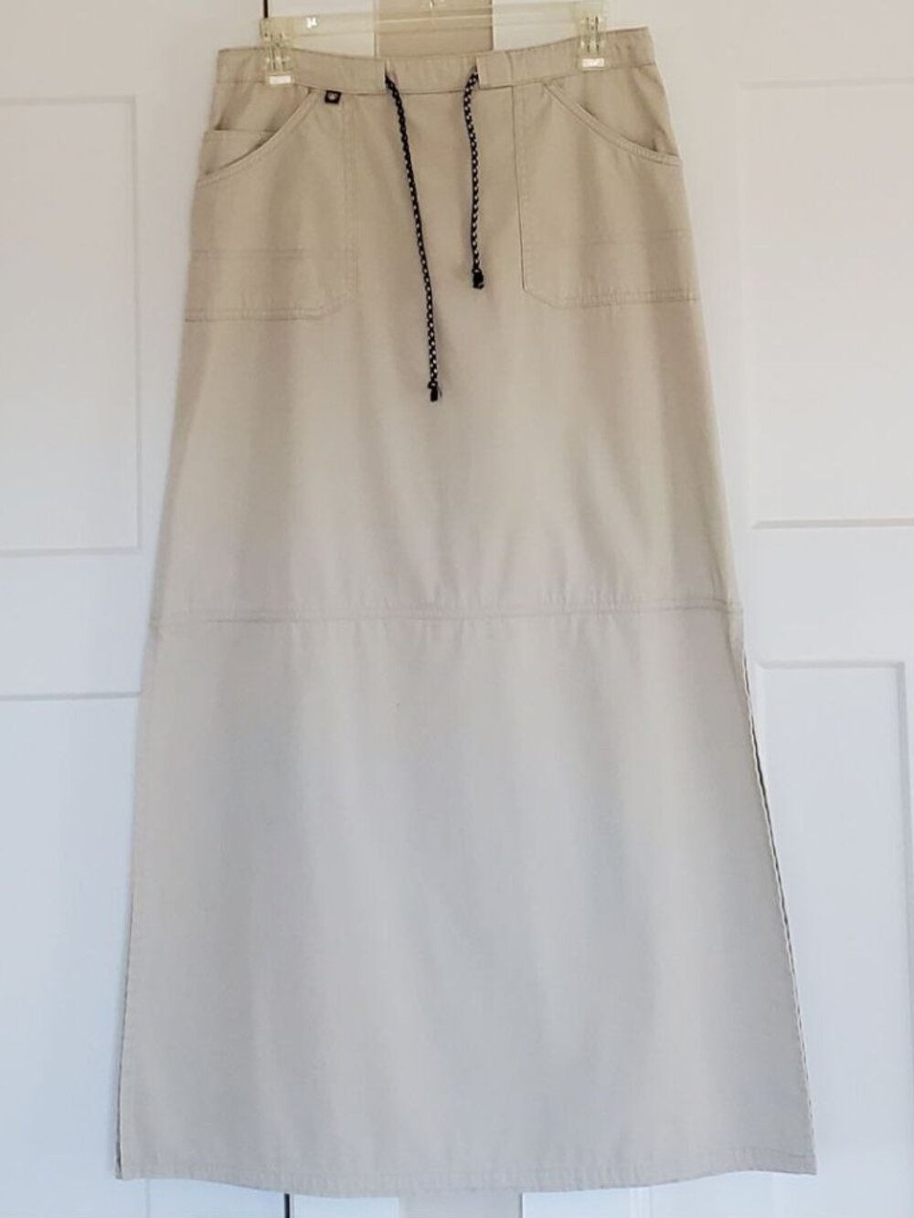 Blue Asphalt Y2K Cotton Cargo Utility Maxi Skirt Beige M